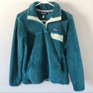 Patagonia Teal and Cream Fleece Pullover